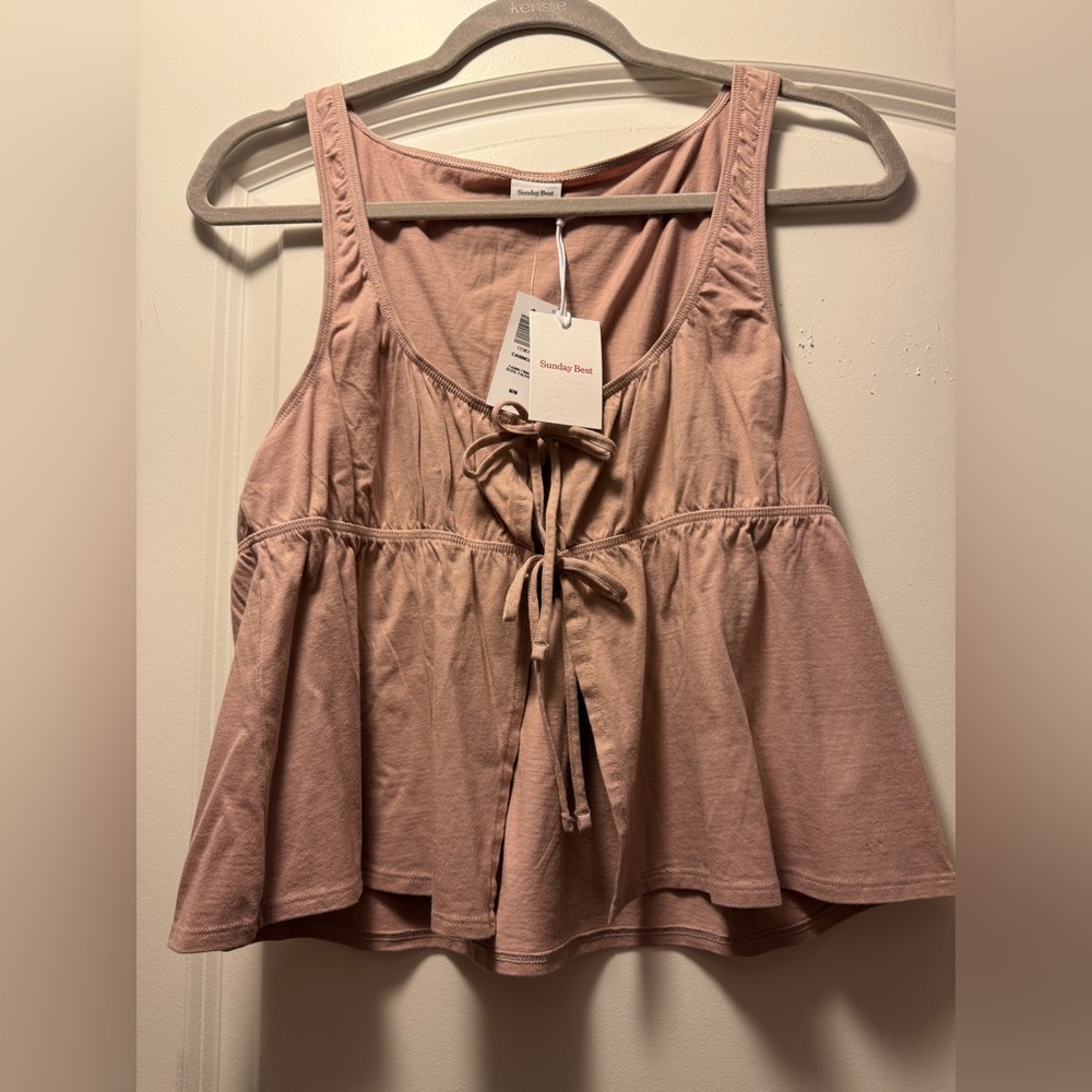 Sunday Best Blush Tie-Front Tank Top